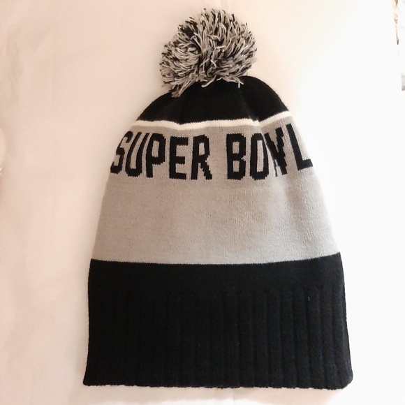 NFL Knit Hat Fleece lined Super Bowl 50 Panthers Patch Gray Black - Picture 7 of 12
